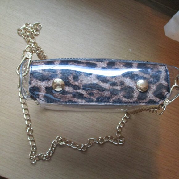 New Clear Plastic Transparent Jelly Purse Shoulder Bag Leopard Print - Picture 3 of 13